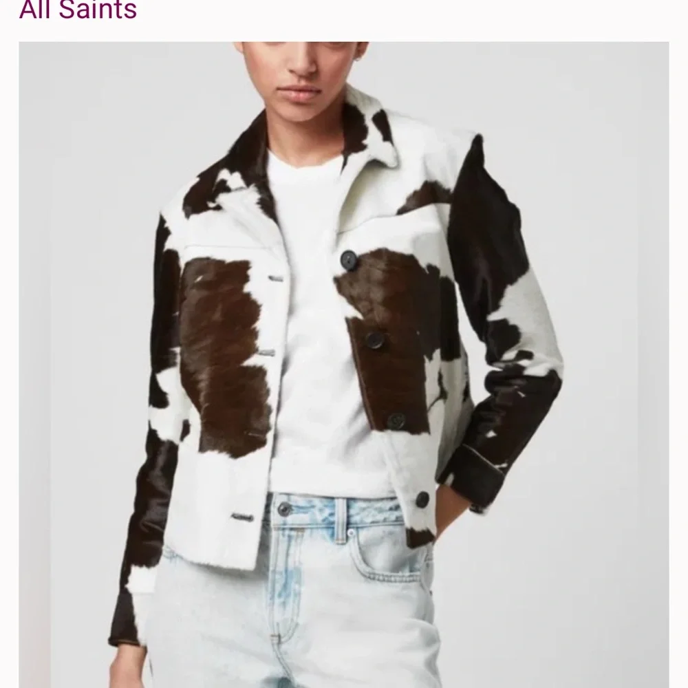 All Saints Black and White Cow Print Jacket - Picture 1 of 6